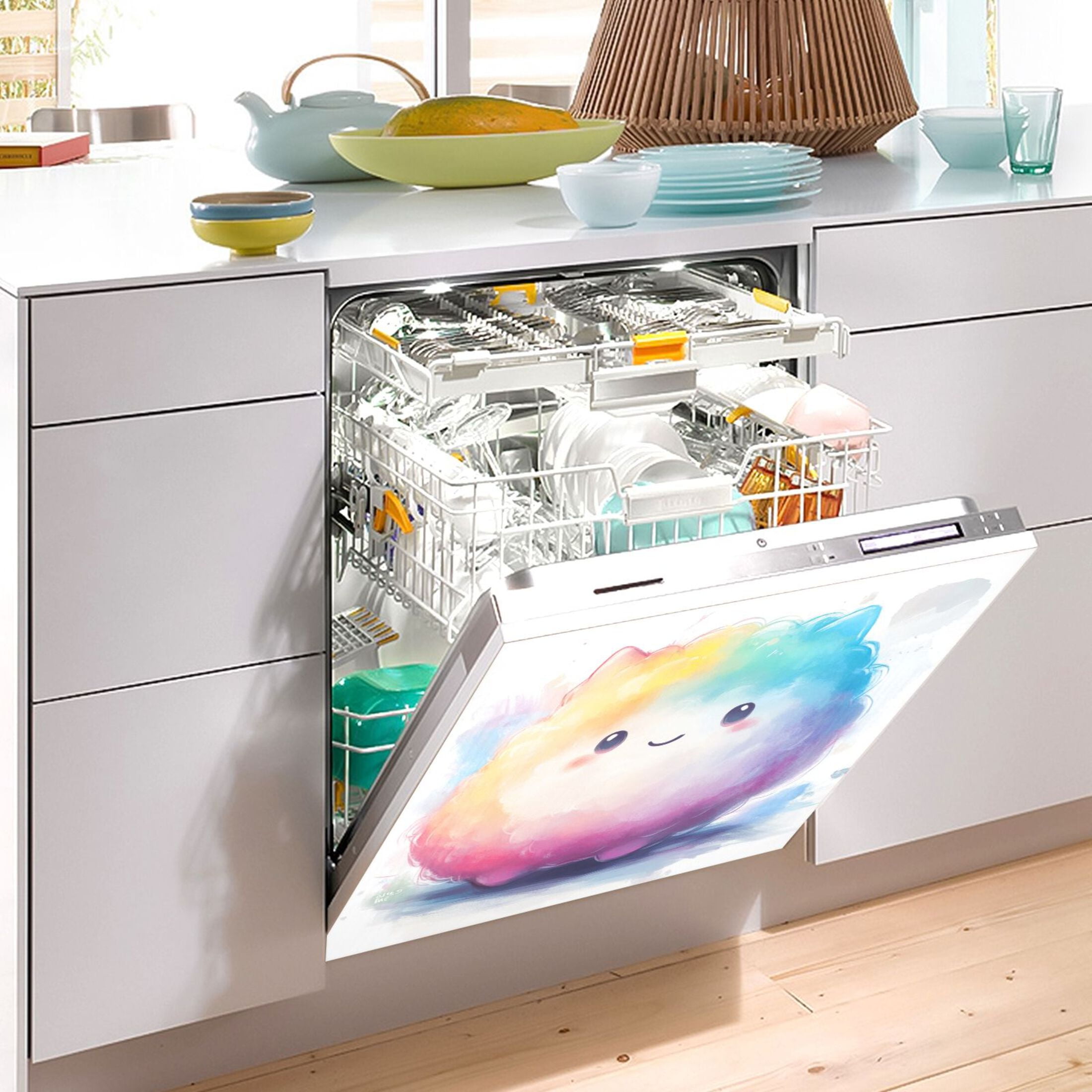 Dishwasher Magnetic Sticker 23x26 Inch Refrigerator Magnetic Sticker Washing Machine Magnetic Sticker Kitchen Panel Magnetic Sticker Home Decor Super Lovely Colored Cats