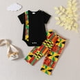 thumbnail image 2 of Otqutp Elastic Waist Clothing Sets for Baby Toddler Boys Girls Short Sleeve Romper Bodysuit Geometry Prints Pants Outfits, 2 of 6