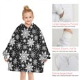 thumbnail image 6 of Black Christmas Snowflake Pattern Blanket Hoodies for Kids 6-13YR Oversize Wearable Blanket Hoodies for Boys Girls Teens, 6 of 7