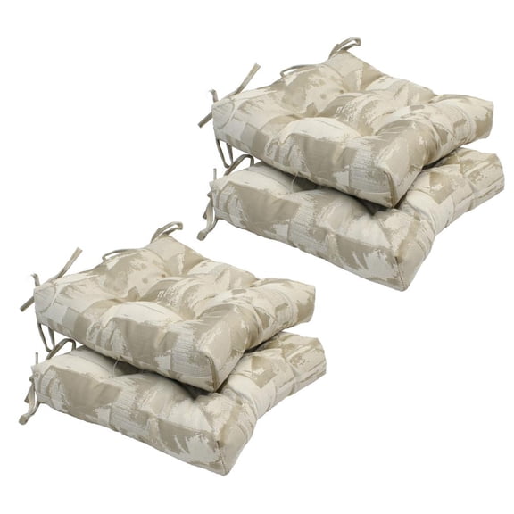 Blazing Needles 916X16SQ-T-4CH-ID-048 16 in. Jacquard Square Tufted Chair Cushions, Getty Globe - Set of 4