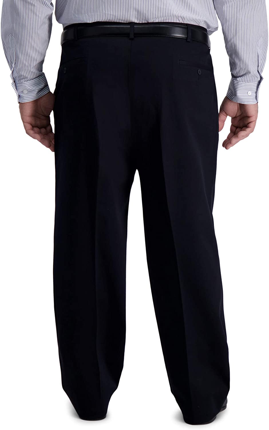 Haggar Men's Iron Free Premium Khaki Classic Fit Pleat Front Pant - Regular and Big & Tall Sizes 44W x 30L Caviar - image 3 of 6