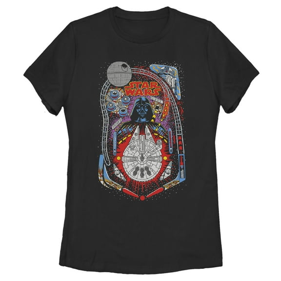 Women's Star Wars Darth Vader Death Star Pinball  Graphic Tee Black X Large