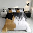 thumbnail image 2 of Manfei Retro Oil Painting Queen Comforter Set, Black Gold White Ombre Comforter Sets Queen, Black Reversible 3-Piece, 1 Comforter and 2 Pillowcases, 2 of 6