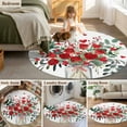 thumbnail image 5 of Round Rugs 8 Ft, Valentine Red Love Heart Non Slip Area Rugs for Kitchen Bedroom Entryway, Eucalyptus Leaves Rose Washable Carpet Runner Rug Floor Mats for Bedroom Home Decor, 5 of 9