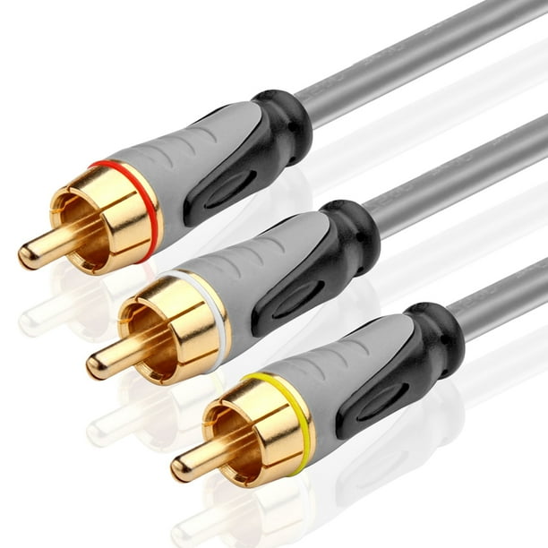 Premium 3 RCA Cable (15 FT) 3RCA AV RCA Composite Video + 2RCA Stereo