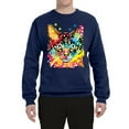 thumbnail image 2 of Wild Bobby Dean Russo Colorful Blue Eyes Cat Cat Lover Unisex Crewneck Graphic Sweatshirt, Navy, Medium, 2 of 5