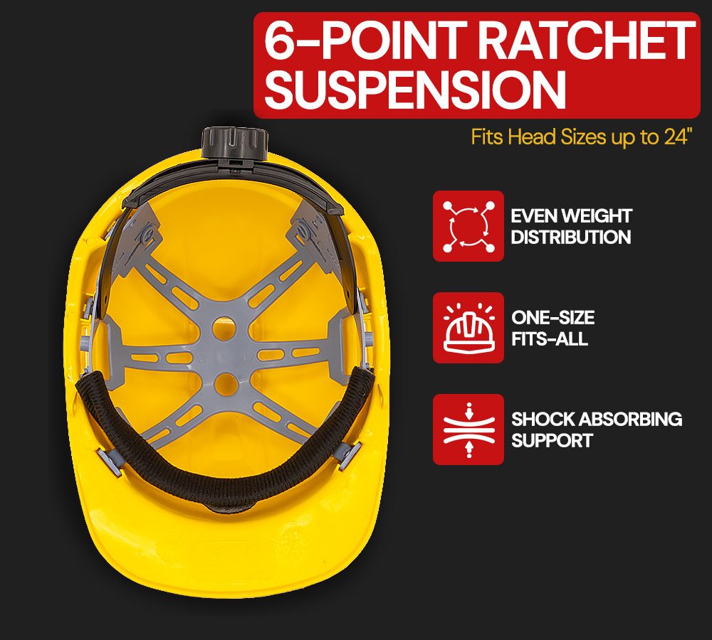10 Pack Yellow Hard Hat for Men – Adjustable Type 1 ABS Plastic Safety Helmet, Lightweight Head Protection for Construction, Electrical, and Industrial Work