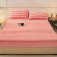 thumbnail image 2 of Milk Velvet Bedding Fitted Sheet Mattress Cover, Mattress Protector Bedspread, Quilted Elastic Bed Sheet, Plush Stretchable Non-Slip Bed Covers, Winter Full Size Thick Fitted Sheet, 2 of 6