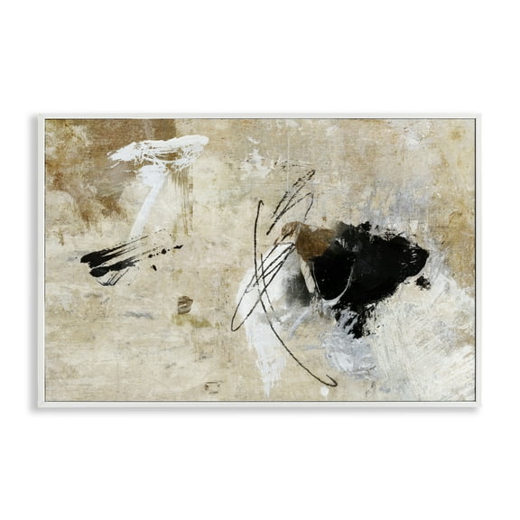 Stupell Industries Rustic Scribble Abstraction Abstract Painting White Framed Art Print Wall Art, 30 x 20