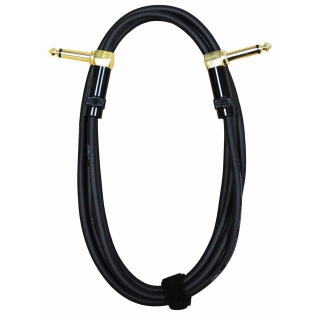 Audio2000'S ADC20413 1/4-inch TS Right-Angle to 1/4-Inch TS Right-Angle Audio Cable, Instrument Cable, Patch Cable, 6 Feet (Tip-to-Tip)