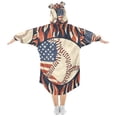 thumbnail image 2 of FORMRS Wearable Blanket Hoodie with Sleeves for Kids Cozy Flannel Sweatshirt, Baseball Pattern, 2 of 7