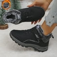 thumbnail image 3 of Womens Winter Hiking Boots with Fleece Lined Waterproof Non Slip Lace up Outdoor Sneakers Trekking Work Snow Ankle Booties Black Size 6, 3 of 8