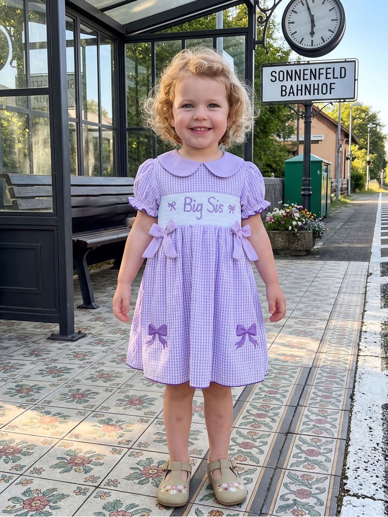 big sister dress BemeyourBBs Toddler Baby Girls Outfit Spring Summer Plaid Gingham Dress Big Sis Letters Embroidery Short Puff Sleeve Doll Collar Bow Promoted Primary color:Corn yellow dress_type_Sweetheart Neckline EVERPRETTY Elegant Burgundy V-Neck Its perfect for beach