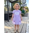 thumbnail image 5 of BemeyourBBs Toddler Baby Girls Big Sister Dress Outfit Spring Summer Plaid Gingham Dress Big Sis Letters Embroidery Short Puff Sleeve Doll Collar Bow Casual Dress Sundress, 5 of 9