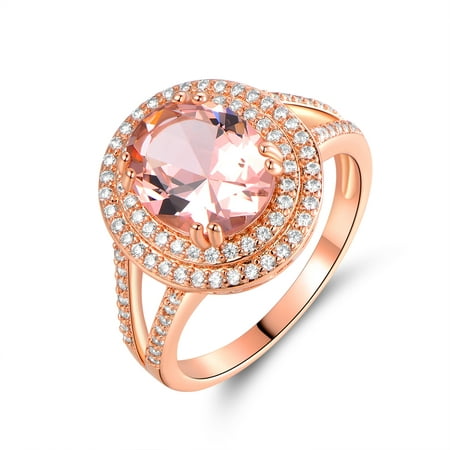 18K Rose Gold Plated 5/8 ct. Oval-Cut Morganite Engagement