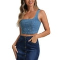 thumbnail image 4 of INSPIRE CHIC Denim Corset Tops for Women's Sleeveless Bustier Jean Crop Tank Top, 4 of 4
