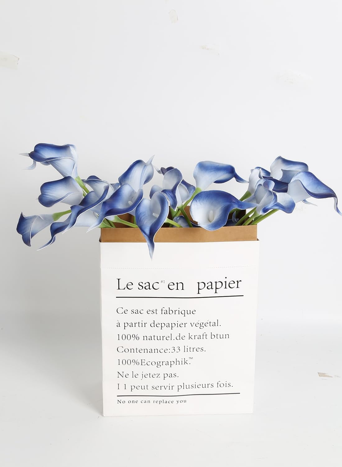 Blue Fake Calla Lily Flowers Real Touch Blue Calla Lily Faux Flowers Arrangement Bouquet for Home Garden Office Party Wedding Bouquet Centerpieces Flower Home Decoration (Blue)