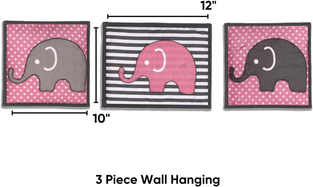 Bacati - Elephants Pink/Grey Girls Mini Portable Crib Bedding Set