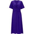 thumbnail image 4 of Robes de Printemps pour Femmes Décontractées Manches 3/4 Longue Robe Évasée Basique Plage Vacances Travail Maxi Robe 2025, 4 of 7
