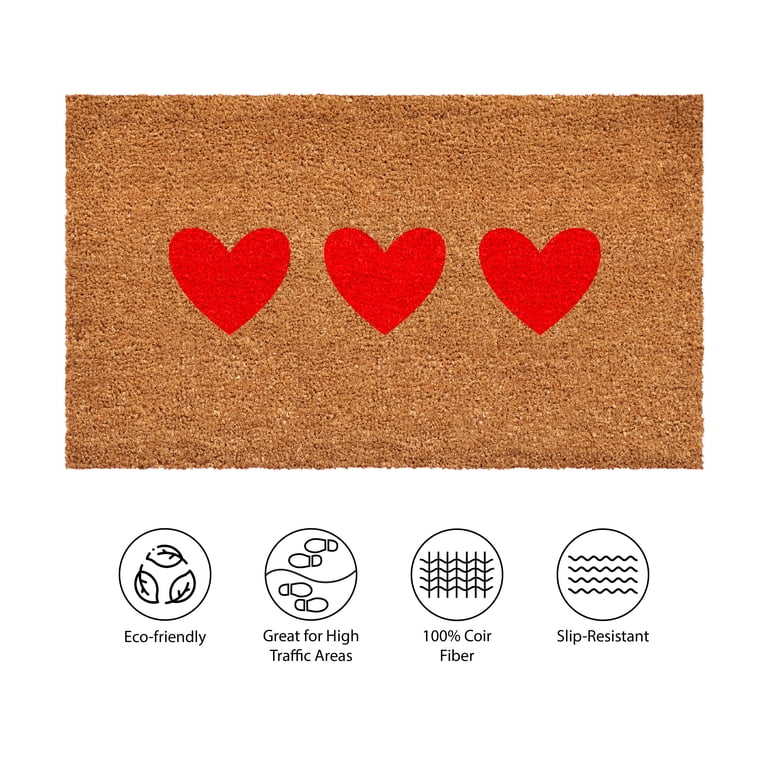 Calloway Mills 112272436 Red Trio Heart Doormat 24