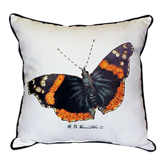 Betsy Drake HJ762 Red Admiral Butterfly Throw Pillow- 18 x 18 in.