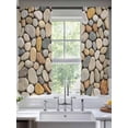 thumbnail image 2 of Cobblestones Sheer Curtains 72 Inch Length 2 Panels Set Window Treatments, Gravel Rock Natural Stones Pattern Art Rod Pocket Semi Curtains for Living Room/Bedroom/Kitchen Décor, 104"W x 72"L, 2 of 7