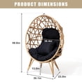thumbnail image 6 of Pellebant Indoor Outdoor Wicker Egg Chair with Cushion Freestanding Oversized Patio PE Rattan Chair in Beige, 6 of 8