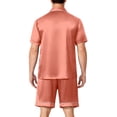 thumbnail image 4 of Resicozy Men Satin Silk Pajamas Sets Short Sleeve Sleepwear Button-Down PJs Sets Two-Pieces Loungewear with Pockets Pink 3XL, 4 of 6