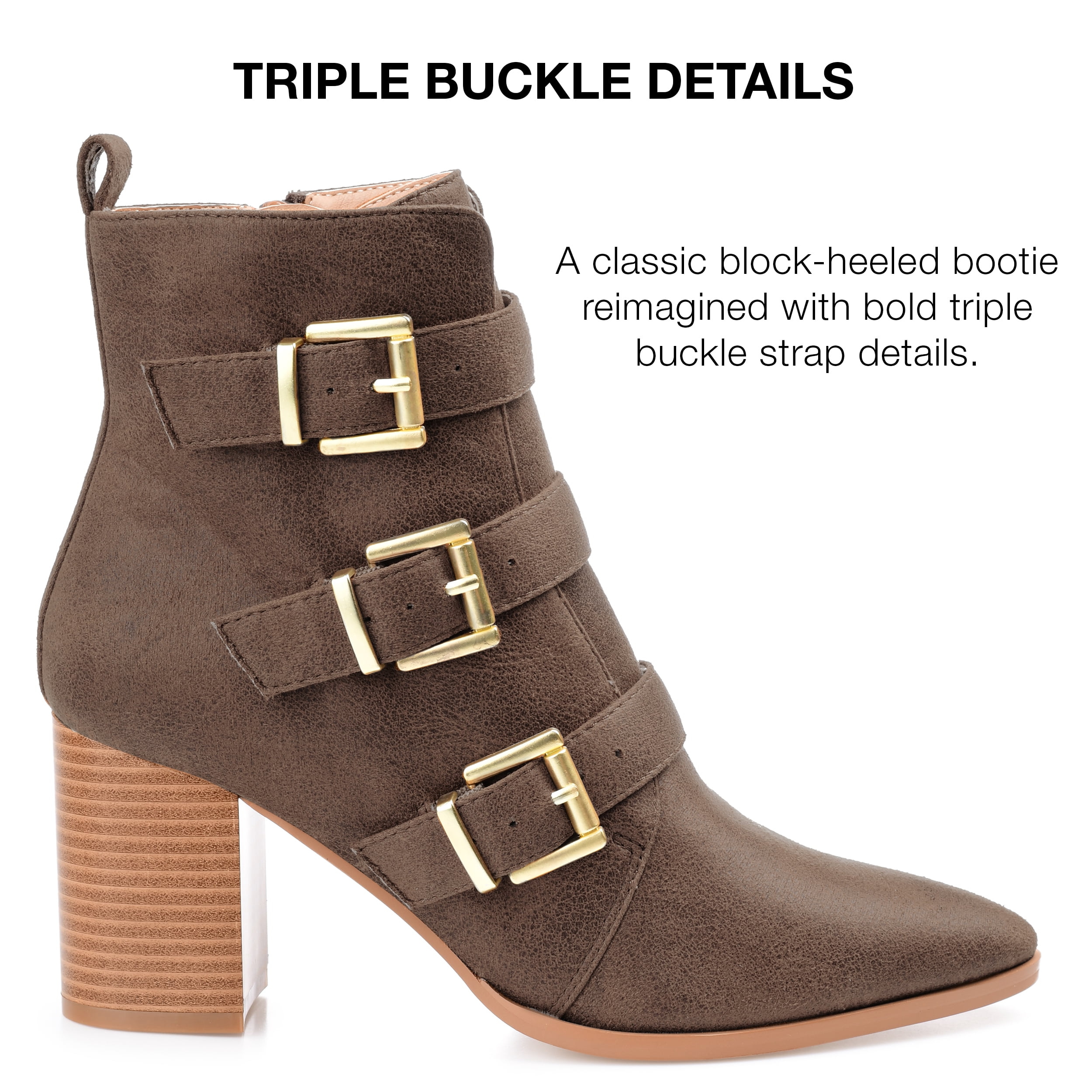 Journee Collection Womens Winsley Tru Comfort Foam Inside Zip Stacked Heel Booties