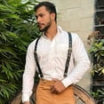 thumbnail image 5 of Hulara Leather Suspenders Men / Women Adjustable Back Y Design Dress Up Suspenders For Grooms/ Wedding/ Gift&nbsp; Men Suspenders With Heavy Duty Clips Black Suspenders, 5 of 5