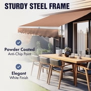ALEKO 16 x 10 ft Red White Striped Motorized Retractable Patio Awning