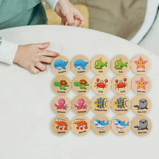 Juego de memori de habilidades cognitivas para niños de 3 años en adelante Juguete de desarrollo Sea Animales marinos perfke Ajedrez de memoria