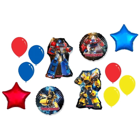 12 Piece Transformers Bumblebee and Optimus Prime Birthday Party Balloon Bouquet Set