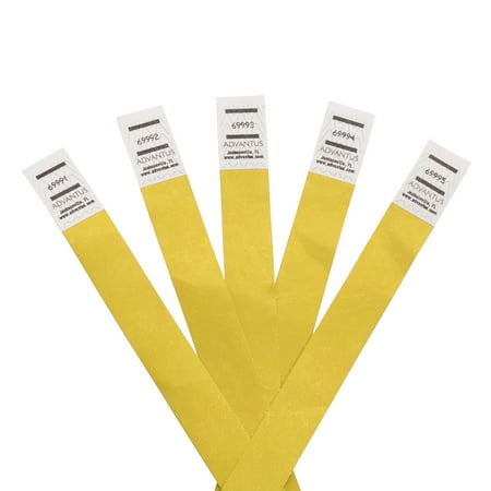 Advantus Tyvek Wristbands Yellow, Pack of 500