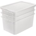 thumbnail image 4 of shiyou-4 Pack Small Plastic Lidded Storage Bins, Closet Organizers and Storage, Stackable Bathroom Storage Baskets with Lids, Small White Plastic Pantry Organizer with Handle for Kitchen, RV, Lockers, 4 of 4