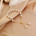 thumbnail image 4 of Women Bracelet Beaded Temperament Geometric Electroplating Adjustable Decorative Birthday Gift Girl Faux Pearl Cuff Bracelet Fashion Jewelry for Daughter,White, 4 of 7