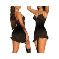 thumbnail image 6 of Qiylii Women Sleeveless Dresses with Ruffle Trim, Skinny Fit Solid Color Irregular Summer Clothing Mini Dress, 6 of 7