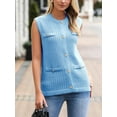 thumbnail image 4 of Women's Sleeveless Sweater Vest with Button Up Cable Knit Crew Neck Trendy Casual Loose Summer Cardigan, 4 of 5
