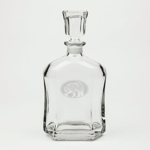 Bear Oval Deep Etched Crystal Whiskey Decanter