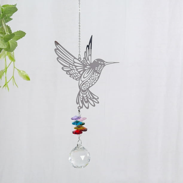 Fiudx Colgante de Cristal de Colibrí, Diseño Transparente, Impresionante Reflejo de Arcoíris, Decoración para Jardín y Ventana, Reflejo de La Luz Solar, Idea de Regalo Perfecta, Elegante Accesorio pa