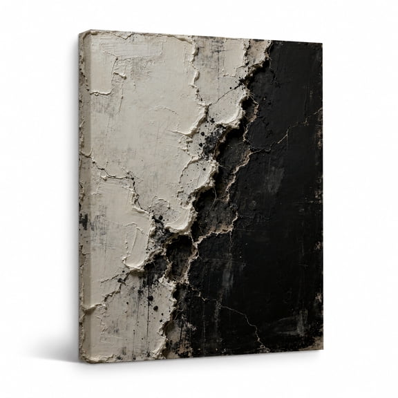 Abstract Canvas Wall Art, Black and Beige Textured Painting, Minimalist Modern Wall Decor for Living Room Bedroom Office 18"*24"