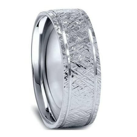 Pompeii 950 Platinum Mens 7mm Flat Brushed Wedding Band (,)