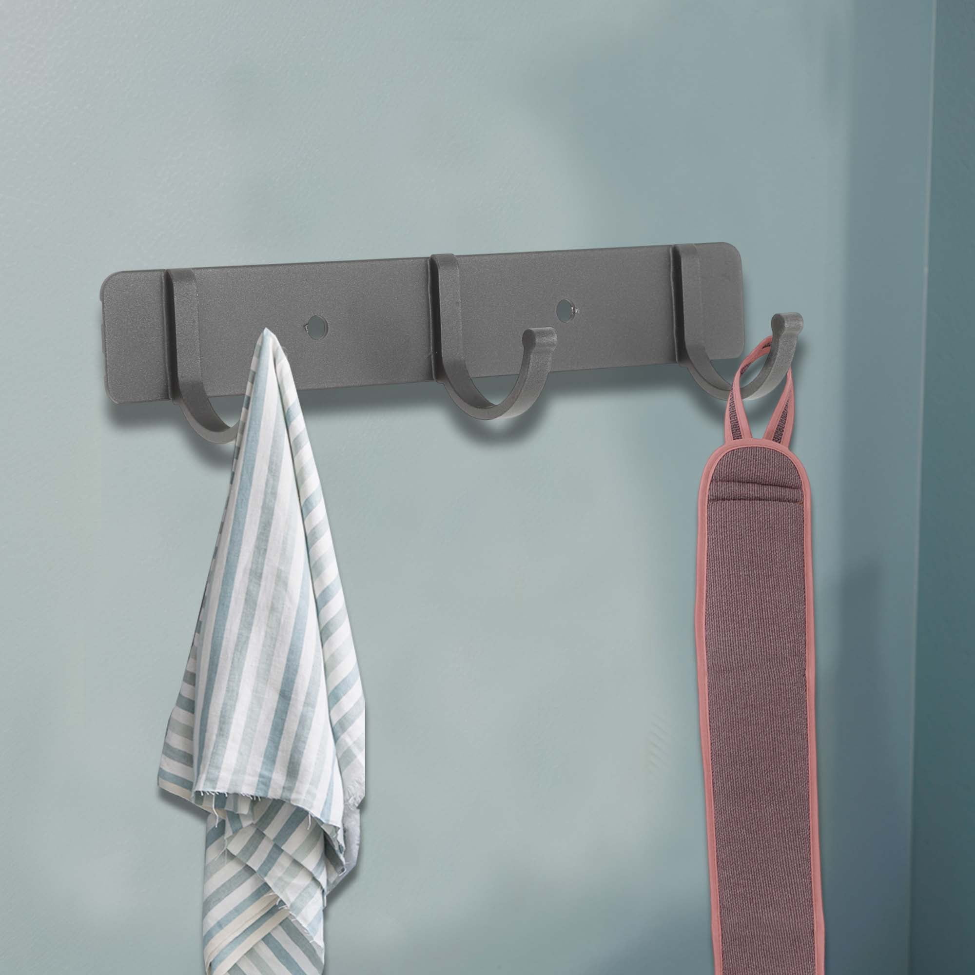 Unique Bargains Coat Rack Wall Mount Coat Hooks Hat Rack Gray 6.89"x1.18"x0.12" 2 Pcs