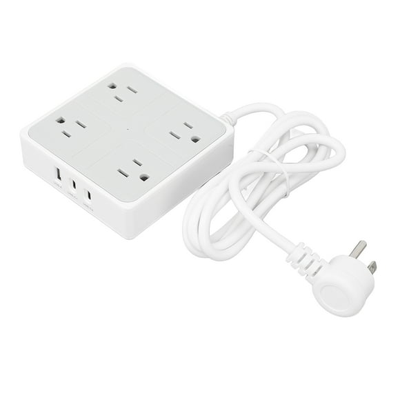 Regleta De Enchufe Plano, Flexible, 1250 W, Ultradelgada, 4 Salidas, 3 Puertos USB, Estación De Carga De Escritorio Liviana 7 En 1 Con Cable De 5 Pies Para Cruceros De Viajes En
