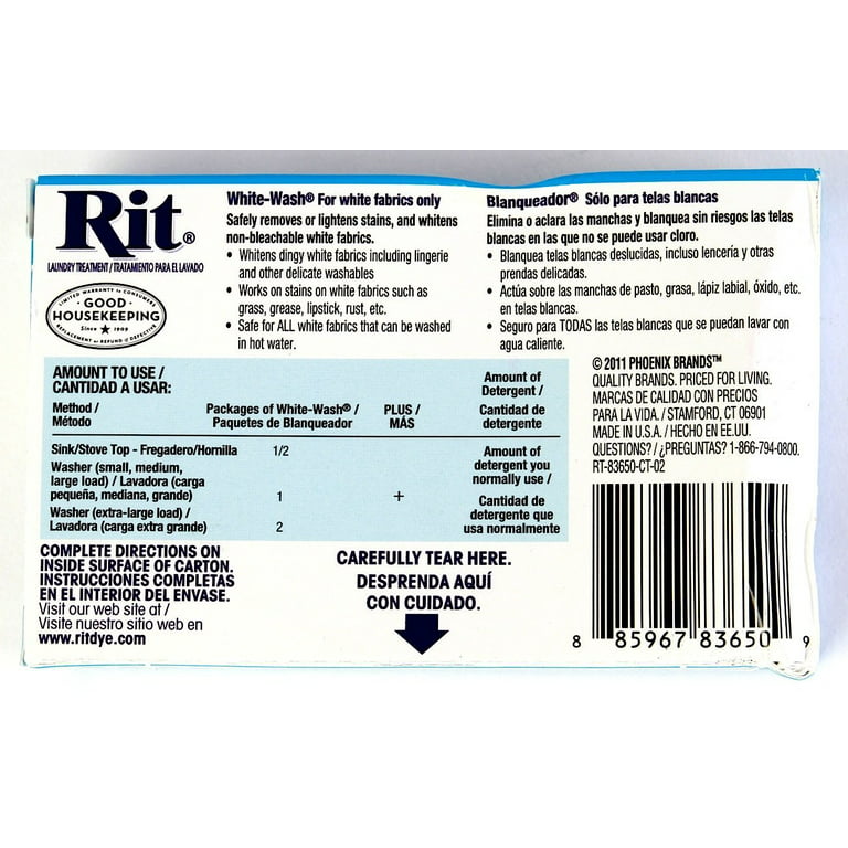 Rit White Wash Laundry Treatment Powder 1-7/8 oz, 2 Pack 