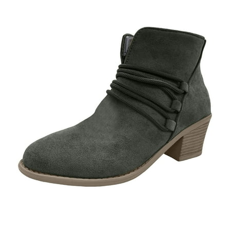 OJSFQUFP Non Slip Shoes for Women Women s Ankle Boot Fashion Boots Riding Boots for Women Comfortable Work Shoes for Women Women Ankle Boots Green 38