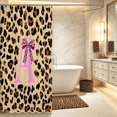 thumbnail image 3 of Manfei Leopard Print Initial A Shower Curtain 72Wx72L,Dreamy Bow Bathroom Curtain,Peach, 3 of 5