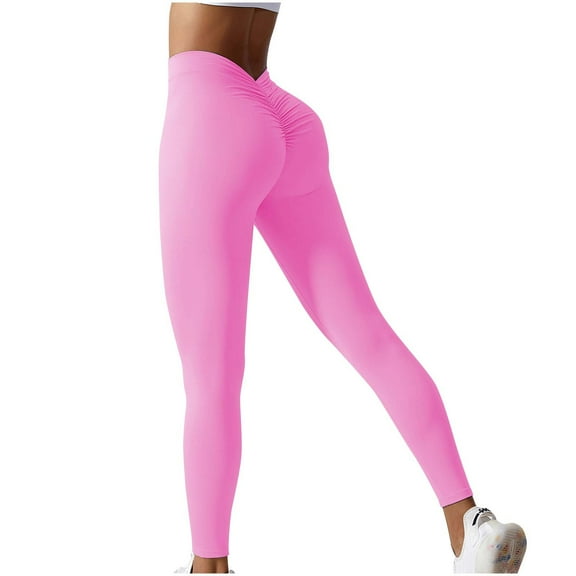 BXINGOHAI Butt Lifting Seamless Leggings for Women Solid High Waisted Workout Yoga Pants Tight Pants Today Sales Pink,M