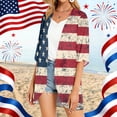 thumbnail image 5 of JULMCOMO 4th of July Lightweight Cardigans for Women Stars Stripes Half Sleeve Independence Day Kimono Cover Ups Summer Tops Red 2XL, 5 of 6