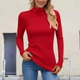 thumbnail image 2 of Womens Tops Knit Pullover Sweaters Casual Fall Winter Cozy Loungewear High Neck Knit Pullover Sweater Soft Warm Turtleneck Top Long Sleeve Casual Winter Comfortable Blouse Cozy Everyday, 2 of 5